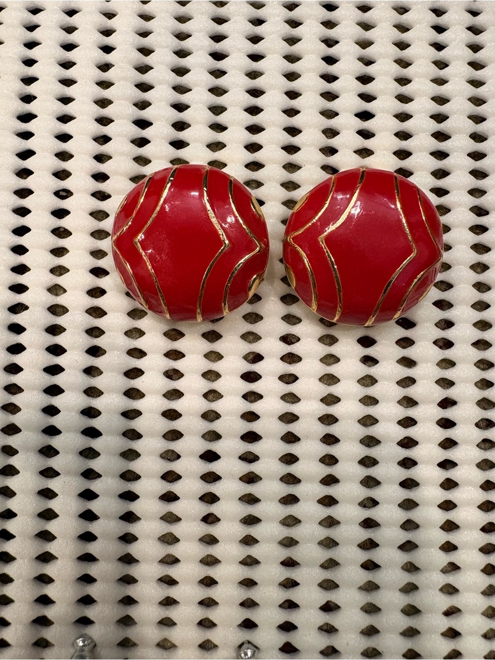 Red Enamel Dome Clip-On Earrings - Bold Red Womenβs Accessories